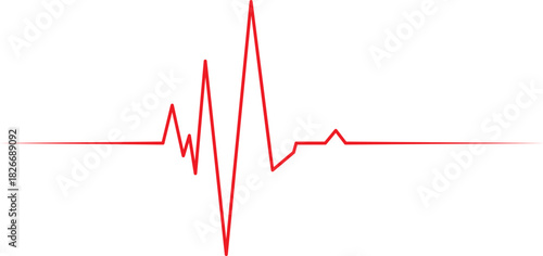 Abstract red waveform on white background