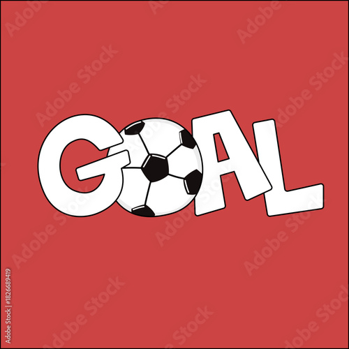 Vibrant design featuring the word GOAL with a soccer ball as the “O”. Energetic, sporty illustration perfect for teams, fans, and motivational visuals highlighting achievement.