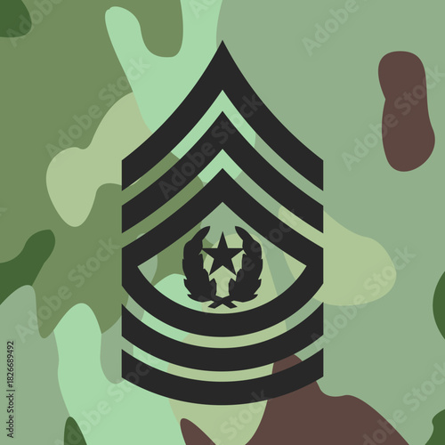 Command Sergeant Major emblem icon on Army combat uniform, insignia, vector.