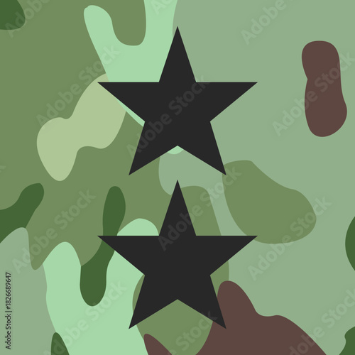 Major General emblem icon on army uniform, insignia, vector.