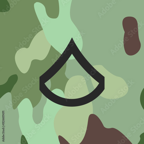 Private First Class Emblem Icon on Army Combat Uniform, Insignia, Vector.