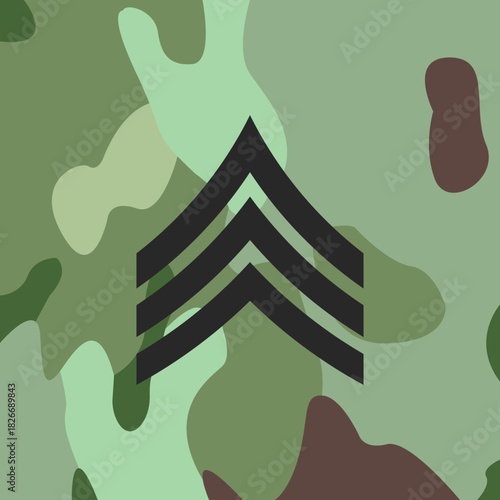 Sergeant emblem icon on Army uniform, insignia, vector.