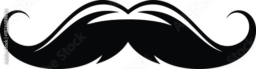 Classic black vintage mustache with elegant curled tips vector