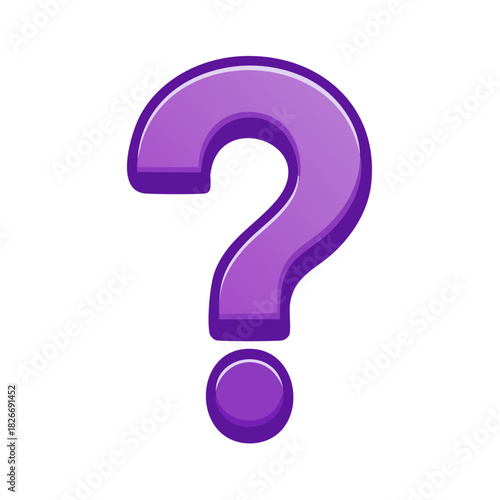 Isolated question mark in vibrant purple asking for answers solutions information and knowledge concepts and designs