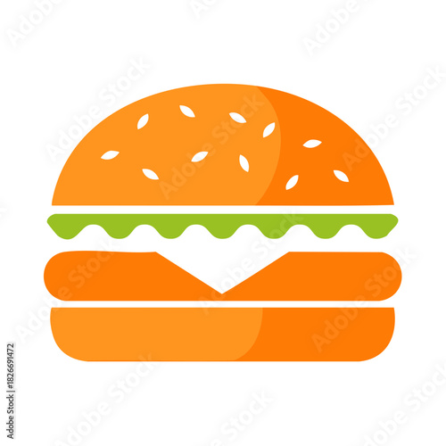 Minimalist vector icon of a classic cheeseburger fast food item