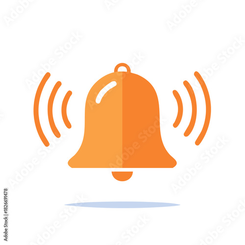 Vibrant Orange Ringing Bell Icon Symbolizing Notification, Alarm, or Alert