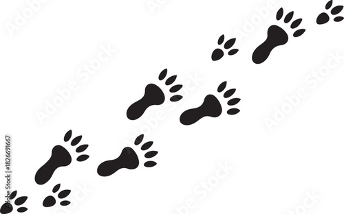 Deer and moose tracks black silhouette. Vector animals footprint set