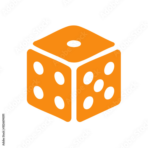 Vibrant orange gaming dice icon for luck chance and strategic decision making