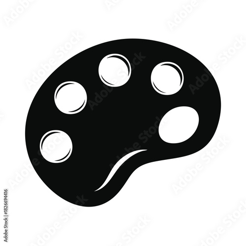 Simple black artist palette icon silhouette vector illustration for painting and creative concepts