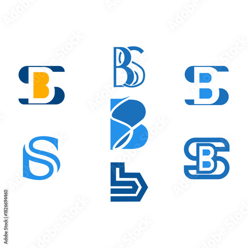 Set Collection of Abstract S B or B S Monogram Logo
