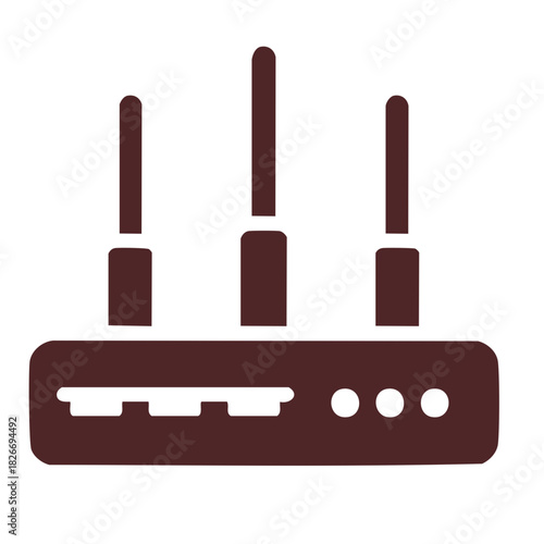 Icon of a brown wireless router with three antennas