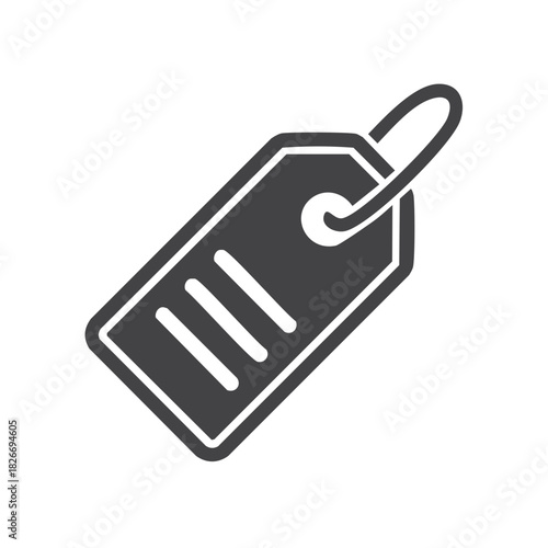 Gray price tag icon with lines representing text a symbol for shopping sale or discount