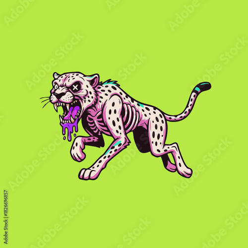 Aggressive Mutant Cheetah Running Vector Illustration