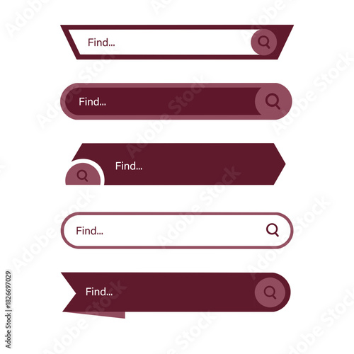 Search Bar UI Elements Set – Modern Web Interface Vector. Digital search bar. UI/UX search bar elements. Element design. Vector illustration. Suitable for artwork design.