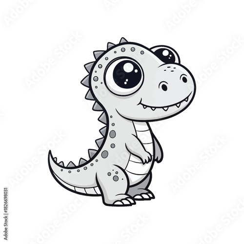 Cute cartoon dinosaur character silhouette