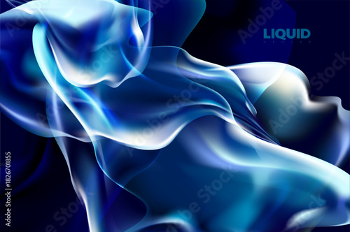Abstract glass background. Vector liquid shape with transparency and glow.