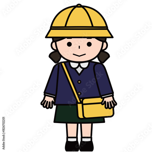 帽子とカバンを身につけた女の子