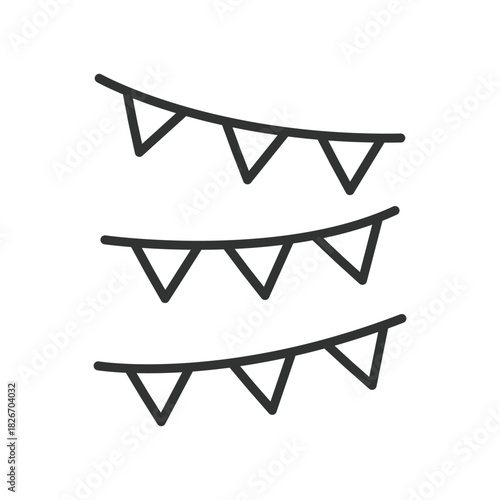 festival garland icon in line design. garland, decoration, flags, festive, ornament, festival on white background vector. festival garland editable stroke icon