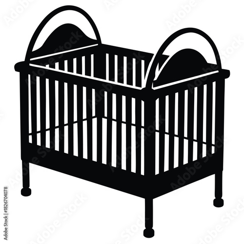 smart baby crib on white background