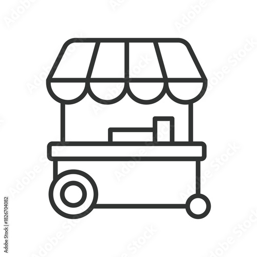 festival food cart icon in line design. food, cart, street food, vendor, snack, festival on white background vector. festival food cart editable stroke icon