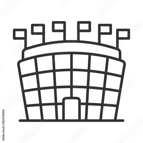 festival stadium icon in line design. stadium, arena, venue, flags, event, festival on white background vector. festival stadium editable stroke icon