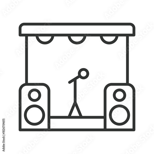 festival concert icon in line design. concert, stage, microphone, show, music, festival on white background vector. festival concert editable stroke icon