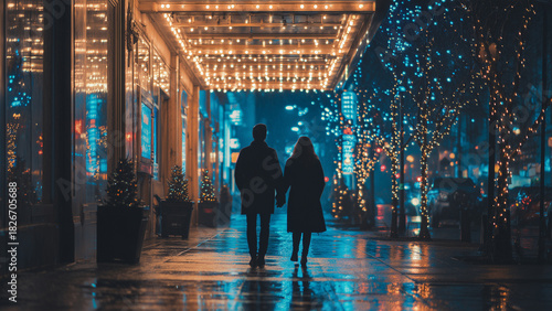 Winter Night Stroll in the City Lights