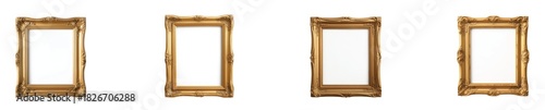 Elegant gold frames isolated on black background for art display