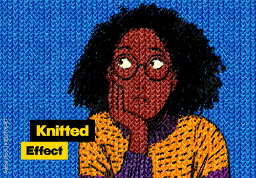 Knitted Photo Effect Mockup