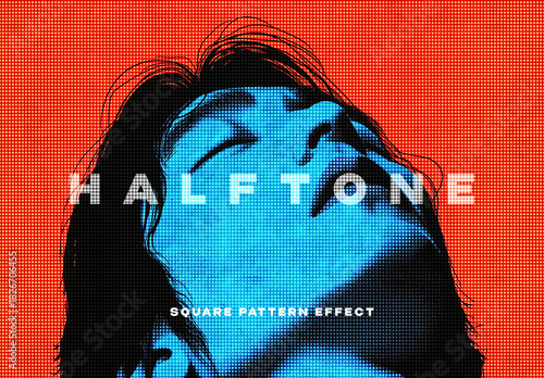 Square Halftone Photo Effect Mockup