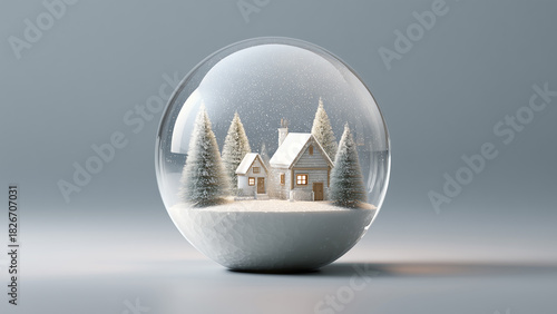 Snow Globe with Winter Village Scene