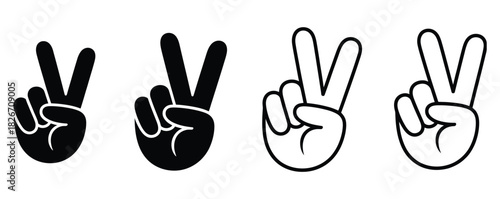 Promote peace and positivity with these iconic hand gestures, perfect for social media campaigns, protest posters, or simply spreading good vibes with a classic peace sign illustration