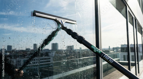 Fotografía Professional Exterior Window Cleaning with Telescopic Squeegee