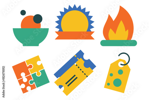 colorful retail promotion sticker vector set, including new arrival icons, best seller badges, hot deal labels, and buy one graphics,