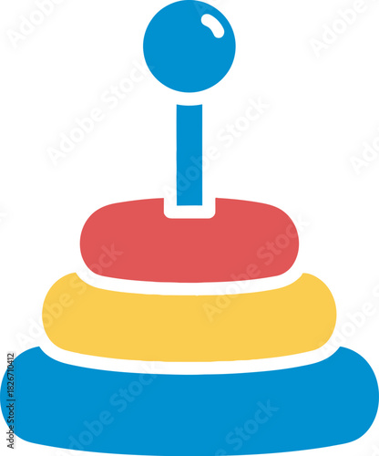 Colorful stacking toy with rings and a ball for early childhood development