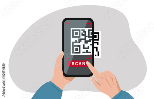 A hand using a smartphone to scan a QR code, illustrating the process of using a mobile device for QR code scanning.