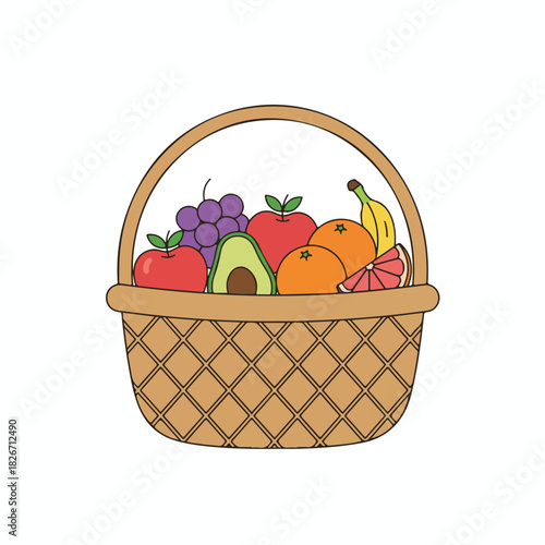 fruit in a basket arranged simply