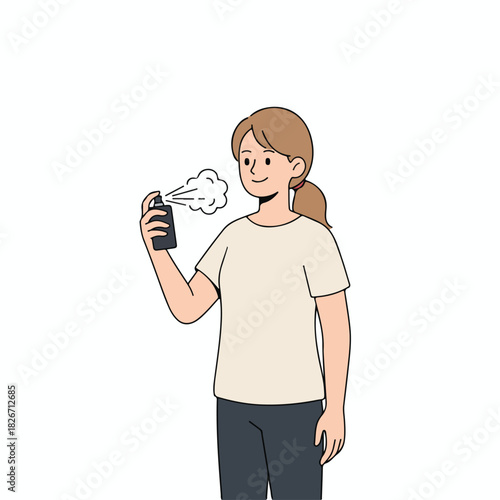 a teenager smells perfume