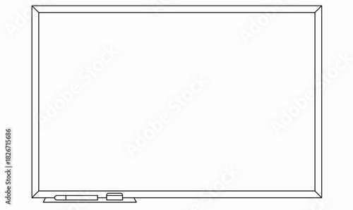 outline whiteboard also known as marker board, dry-erase board, dry-wipe board, and pen-board frame with marker and eraser,rectangular copy space,for education, school, teaching, design,training,text