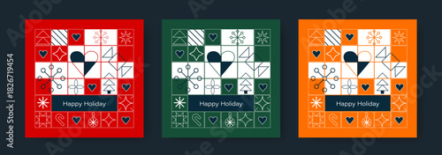 Luxury holiday card art deco design vector. doodle line vector illustration. simple flat minimal card design.
