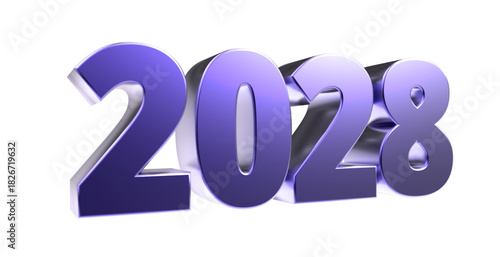 2028 - moderne plakative blaue 3D Jahreszahl mit metallisch schimmerndem Farbverlauf, Neujahr, zukünftige Trends, Technologie, Business, Saison, Jubiläum, Innovation, Geschäftspräsentationen, Schrift