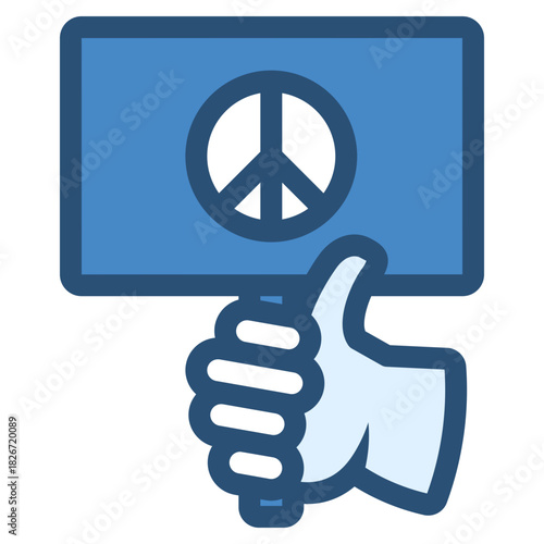hand holding peace protest sign icon