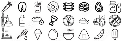 Collection of Food and Drink Icons with Dietary Restrictions