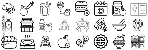 Collection of Food and Drink Related Icons