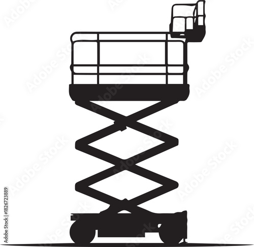 silhouette vector art of scissor lift