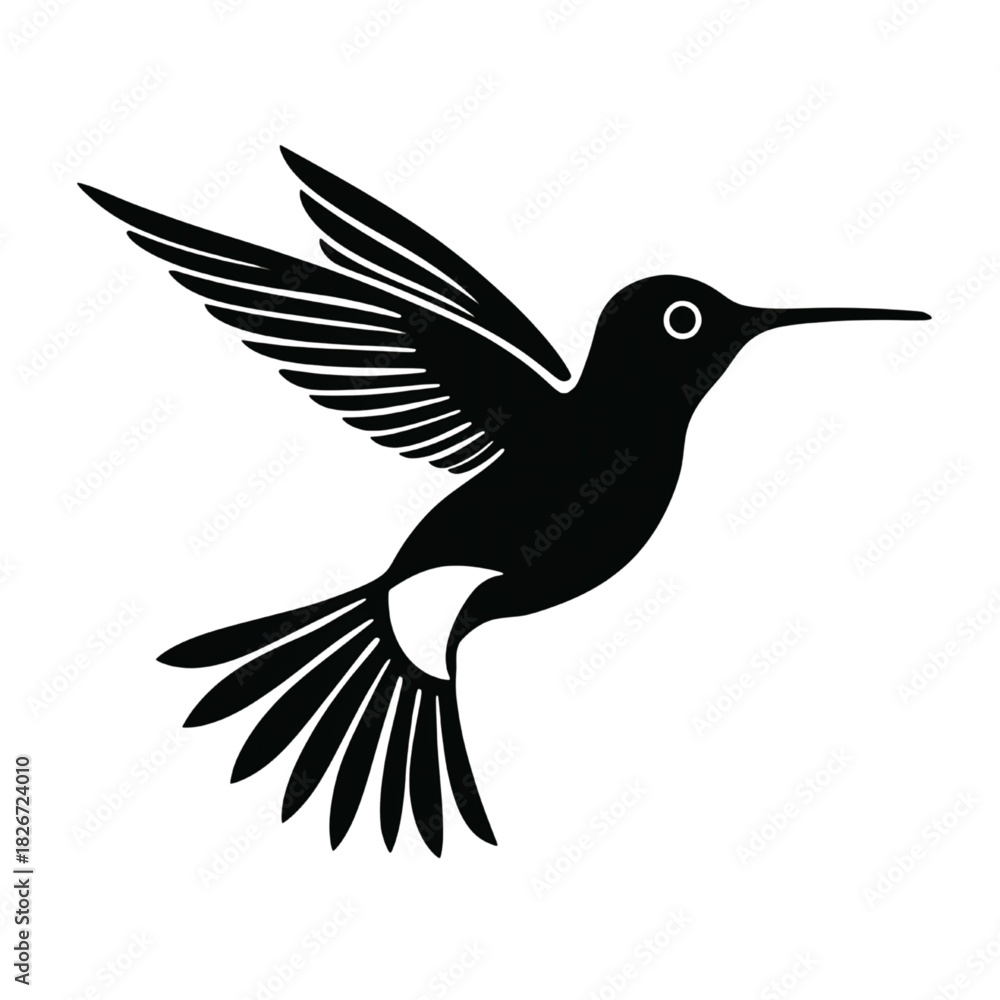 Obraz premium Hummingbird Silhouette Icon – Flying Bird Nature Symbol