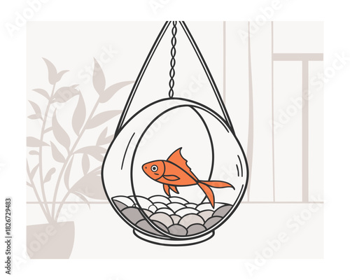 Colorful Tropical Aquarium Fish Illustration