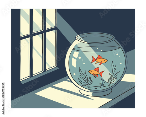 Colorful Tropical Aquarium Fish Illustration