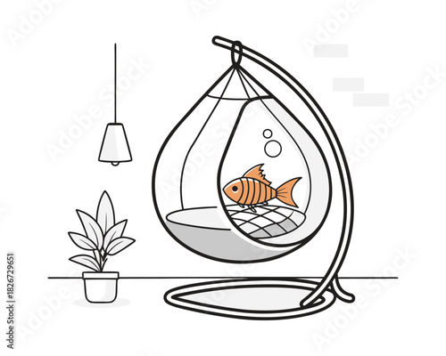 Colorful Tropical Aquarium Fish Illustration