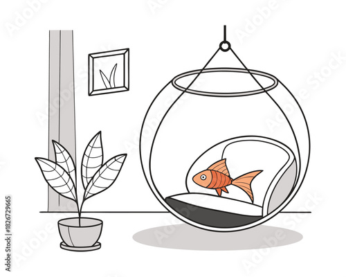 Colorful Tropical Aquarium Fish Illustration